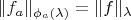 $\|f_a\|_{\phi_a(\lambda)}=\|f\|_\lambda$