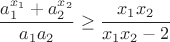 $$\frac{a_1^{x_1}+a_2^{x_2}}{a_1a_2}\ge\frac{x_1x_2}{x_1x_2-2}$$
