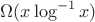 $\Omega(x \log^{-1} x)$