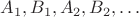 $A_1,B_1,A_2,B_2,\dots$