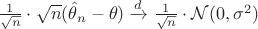$\frac{1}{\sqrt{n}} \cdot \sqrt{n}(\hat\theta_n-\theta) \xrightarrow{d} \frac{1}{\sqrt{n}} \cdot  \mathcal{N}(0, \sigma^2)$
