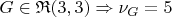 $G \in \mathfrak{R}(3, 3) \Rightarrow \nu_G = 5$