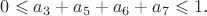 $ 0\leqslant a_3+a_5+a_6+a_7 \leqslant 1.$