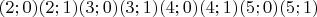 $(2;0) (2;1) (3;0) (3;1) (4;0) (4;1) (5;0) (5;1)$