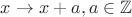 $x\to x+a, a\in \mathbb Z$