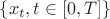 $\{x_t,t\in[0,T]\}$