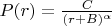 $P(r)=\frac C {(r+B)^\alpha}$