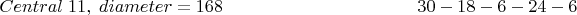 $ Central\; 11,\; diameter =  168        \hspace{3.8cm}  30-18-6-24-6$