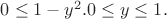 $0 \le 1 - y^2. Откуда 0 \le y \le 1.$