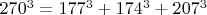 $270^3=177^3+174^3+207^3$