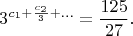 $$3^{c_1+\frac{c_2}3+\ldots}=\frac{125}{27}.$$