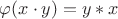 $\varphi(x\cdot y) = y * x$