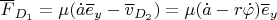 $\overline F_{D_1}=\mu(\dot a\overline e_y-\overline v_{D_2})=\mu (\dot a-r\dot \varphi)\overline e_y$