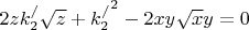 ${2 z {k_2^/}\sqrt z}+{k_2^/}^2-2 x y \sqrt x y =0$