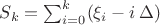 $S_k = \sum_{i=0}^{k}(\xi_i - i\, \Delta)$