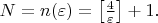 $N=n(\varepsilon)=\left[\frac{4}{\varepsilon}\right]+1.$