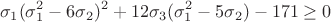 $$\sigma_1(\sigma_1^2-6\sigma_2)^2+12\sigma_3(\sigma_1^2-5\sigma_2)-171\ge0$$