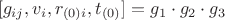 $$[g_{ij},v_i,r_{(0)i},t_{(0)}] = g_1\cdot g_2\cdot g_3 $$
