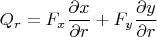 $Q_r=F_x \dfrac{\partial x}{\partial r}+F_y \dfrac{\partial y}{\partial r} $