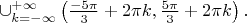 $\cup_{k=-\infty}^{+\infty}\left(\frac{-5\pi}{3}+2\pi k, \frac{5\pi}{3}+2\pi k\right).$