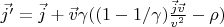 $\vec{j'} = \vec{j} + \vec{v}\gamma((1-1/\gamma)\frac{\vec{j}\vec{v}}{v^2} - \rho)$
