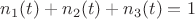 $n_1(t)+n_2(t)+n_3(t)=1$