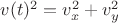 $v(t)^2=v_x^2+v_y^2$