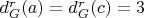 $d_G^r(a) = d_G^r(c) = 3$