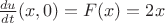 $\frac{du}{dt}(x,0)=F(x)=2x$