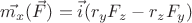 $\vec{m_x}(\vec{F})=\vec{i}(r_yF_z-r_zF_y)$