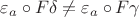 $\varepsilon_a \circ F \delta \ne \varepsilon_a \circ F \gamma$