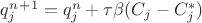 $q_j^n^+^1=q_j^n+\tau\beta(C_j-C_j^*)$