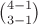 $\binom{4-1}{3-1}$