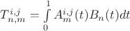 $T^{i,j}_{n,m}=\int\limits_{0}^{1}A_m^{i,j}(t)B_n(t)dt$