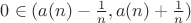 $0\in(a(n)-\frac1n,a(n)+\frac1n)$