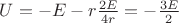 $U=-E-r\frac{2E}{4r}=-\frac {3E}{2}$