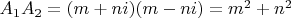 $A_1A_2=(m+ni)(m-ni)=m^2+n^2$