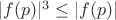 $ |f(p)|^3 \leq |f(p)| $