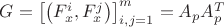 $G=\left[ \left( F^{i}_{x},F^{j}_x \right) \right]_{i,j=1}^{m}=A_{p}A^{T}_{p}$