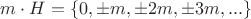 $m\cdot H=\{0,\pm m,\pm 2m, \pm 3m,...\}$