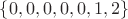 $\{0,0,0,0,0,1,2\}$