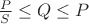 $\frac{P}{S}\le Q\le P$