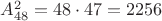 $A_{48} ^2 =48 \cdot 47=2256$