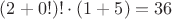 $(2+0!)!\cdot (1+5)=36$