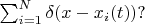 $\sum_{i=1}^N\delta(x-x_i(t))?$
