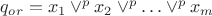 $q_{or}=x_1 \vee^p x_2 \vee^p \ldots \vee^p x_m$
