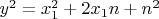 $y^2=x_1^2+2x_1n+n^2$
