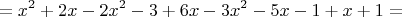 $$
=x^2+2x-2x^2-3+6x-3x^2-5x-1+x+1=
$$