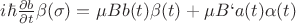$i\hbar\frac{\partial b}{\partial t}\beta(\sigma)=\mu_{Б}Bb(t)\beta(t)+\mu_{Б}B`a(t)\alpha(t)$