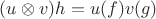 $(u\otimes v)h=u(f)v(g)$